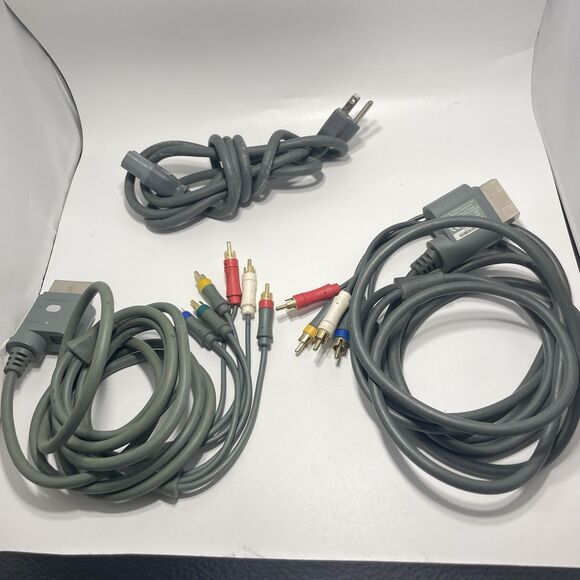 Microsoft Other - Oem Xbox 360 Component HD AV Cables Lot of 2 & AC Power Cord Gray Untested